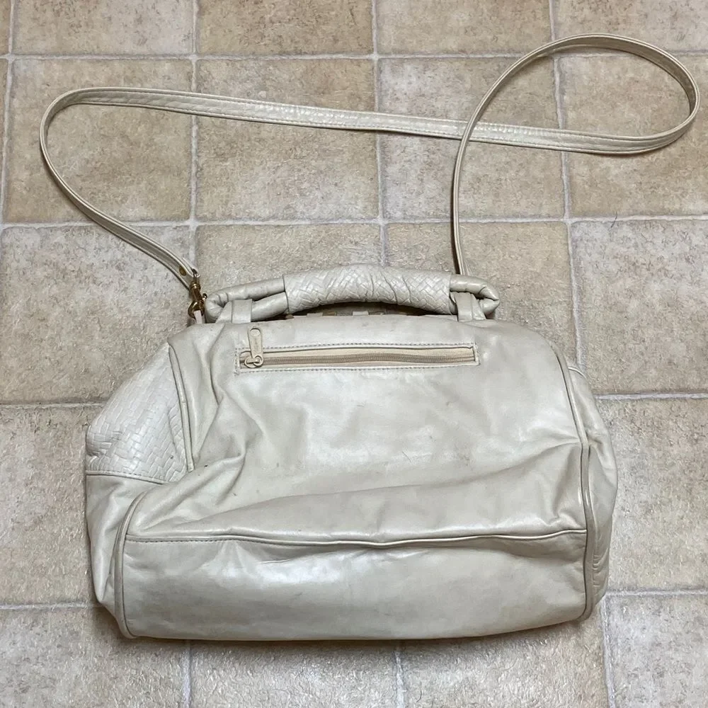 VTG,BAGS BY PINKY GENUINE LEADER MADE IN USA Elegant Cream and Gold Women's Bag - Picture 10 of 16